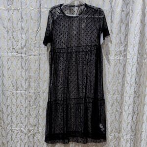 Black Sheer Polka Dot Dress Swimsuit Cover Up